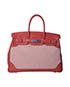 Ghilles Birkin 35 Toile/Swift Leather in Sanguine, front view